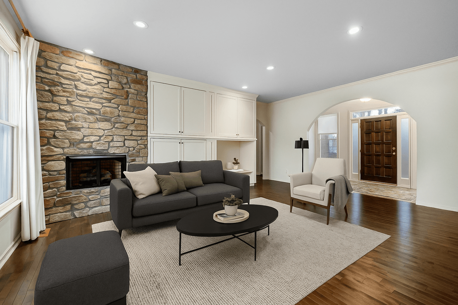 Professional AI home staging transforms Living Room virtual furniture placement real estate marketing success